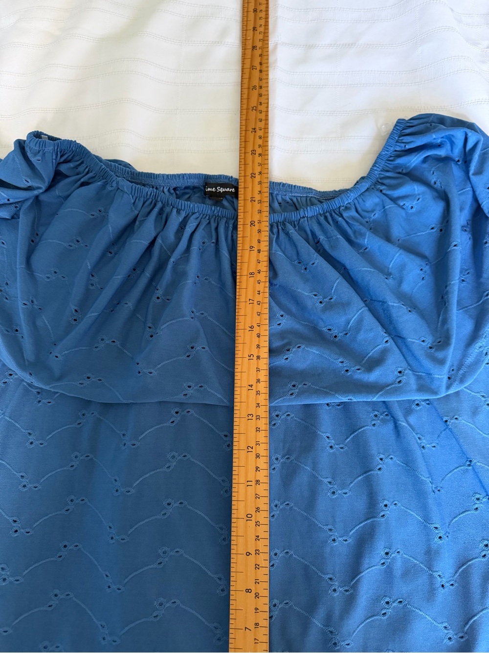 Women's Time Square Bright Blue Off-Shoulder Ruffle Tunic Top XL - Picture 7 of 8